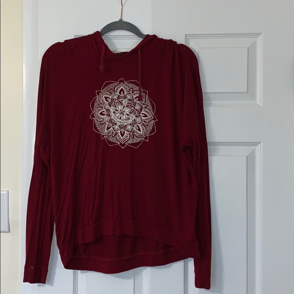 Maroon mandala hooded shirt